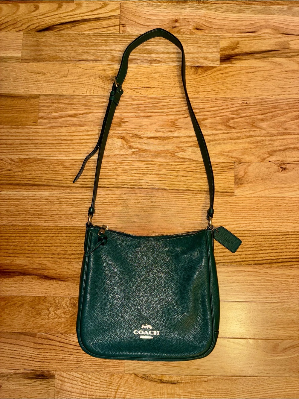 Coach Dark Green Pebbled Leather Crossbody Bag